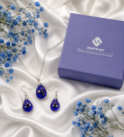 Midnight Bloom Blue Resin Floral Resin Jewelry Set