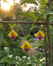 Golden Bloom Pressed Flower Resin Jewelary Set | Handmade Necklace & Earrings