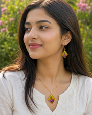 Golden Bloom Pressed Flower Resin Jewelary Set | Handmade Necklace & Earrings