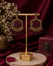Trending Velvet Rose Preserved Resin Jhumka