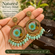 Handmade Mint Green Floral Resin Dangle Jhumka