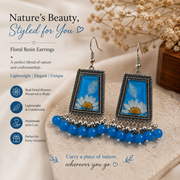 Handmade Blue Daisy Floral Resin Dangle Jhumka