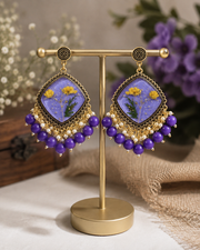 Handmade Purple Floral Resin Dangle Jhumka