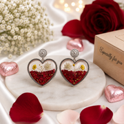 Scarlet Heart – Real Flower Resin Heart Earring