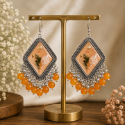 Handmade Peach Blossom Floral Resin Dangle Jhumka