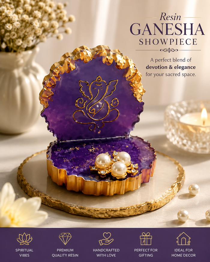 Handmade Purple & Gold Ganesha Small Showpiece