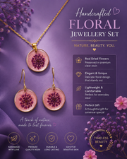 Nature-Inspired Pink Floral Resin Jewelry Set