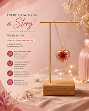 Handcrafted Real Flower Resin Heart Necklace