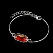 Handcrafted Red Flower Bracelet with Resin Charm