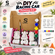 DIY Racing Car Painting Kit for Kids – 6 Plaster Cars, 6 Colors & Brush