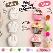 DIY Ice Cream Painting Kit for Kids – 3 Figures, 6 Acrylic Colors & Brush