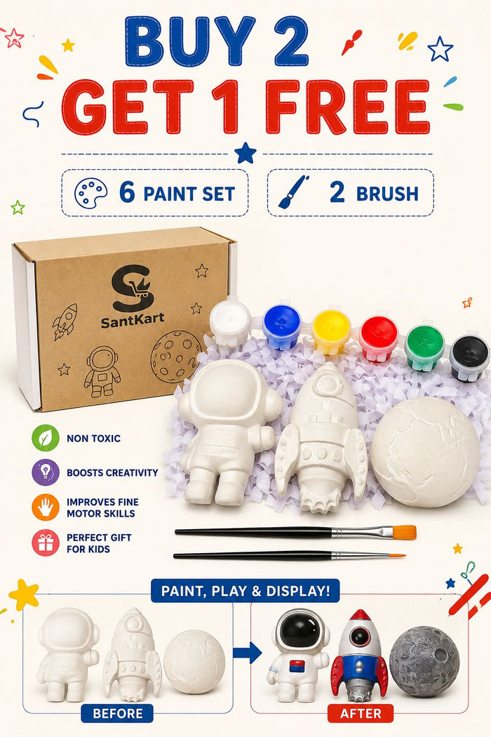DIY Concrete Toy Painting Kit – Astronaut, Rocket & Planet