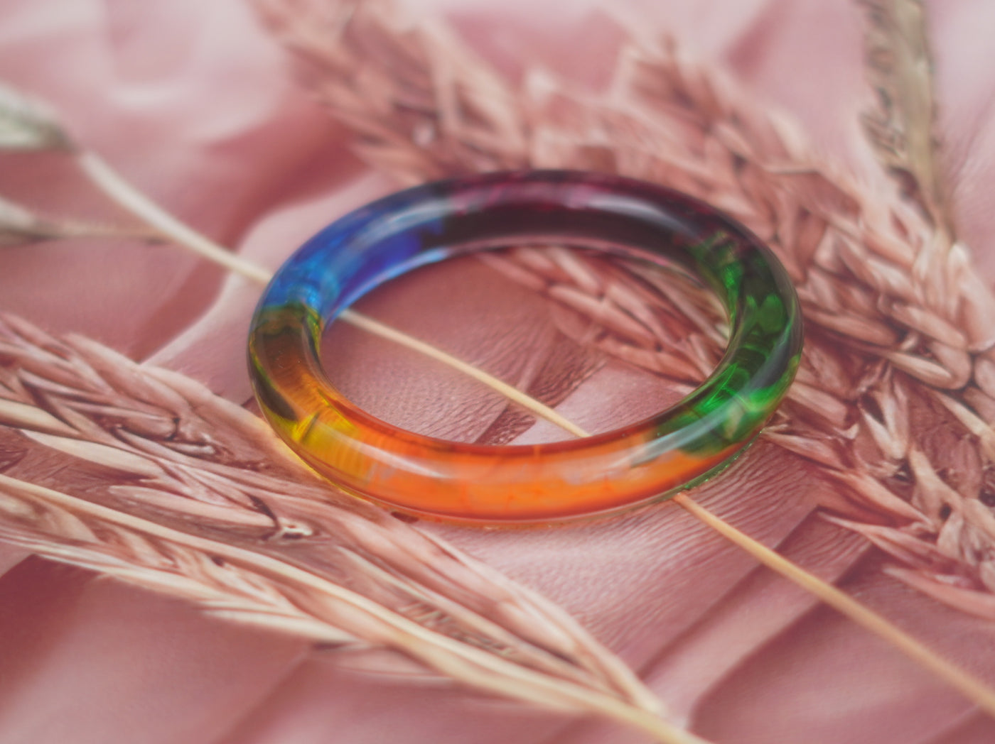 Glossy Rainbow Resin Fashion Bangle