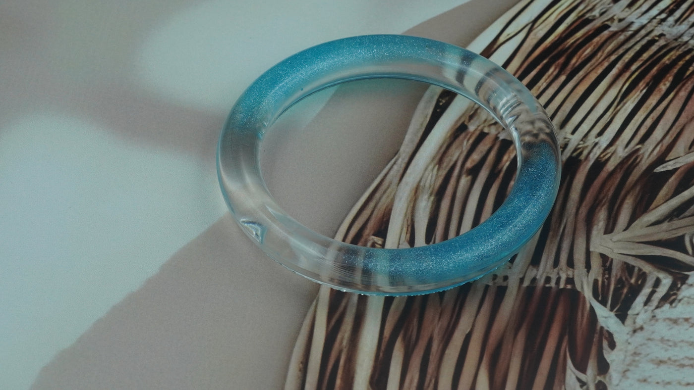 Dreamy Aqua Resin Statement Bangle
