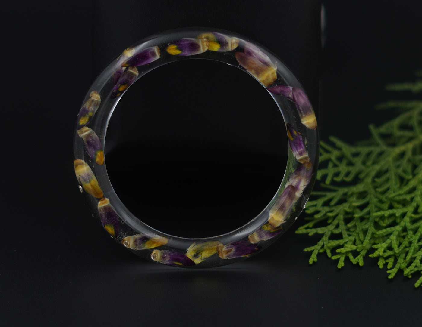 Dried Flower Art Resin Bangle
