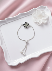 Handcrafted Hexagon Resin Bracelet with Baby’s Breath Flowers