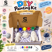 DIY Space Painting Kit for Kids – 3 Plaster Figurines, 6 Acrylic Colors & Brush
