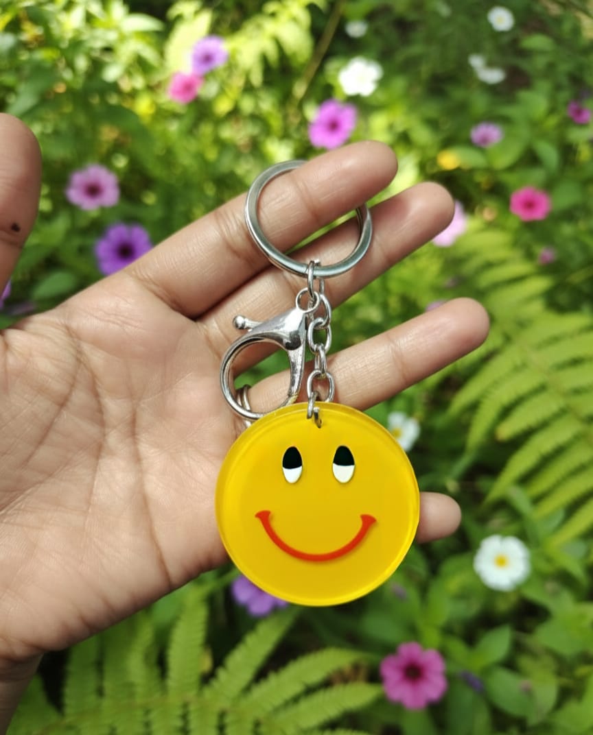 Cute Handmade Smiley Face Resin Keychains