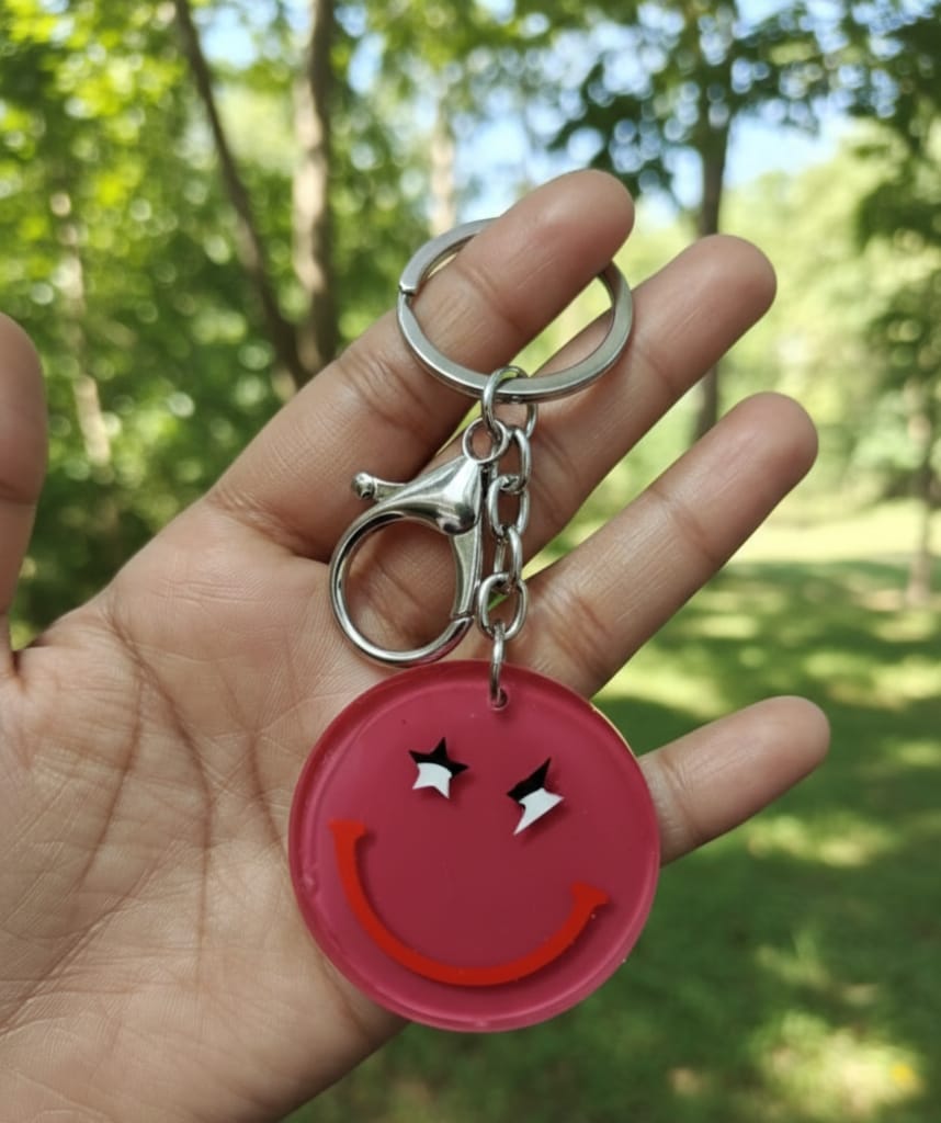 Cute Handmade Smiley Face Resin Keychains