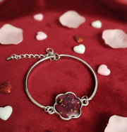 Crimson Blossom – Handmade Real Rose Resin Flower Bracelet