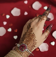 Crimson Blossom – Handmade Real Rose Resin Flower Bracelet