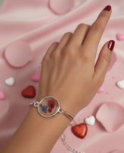 Crimson Love Bloom – Handmade Real Flower Resin Bracelet