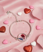 Crimson Love Bloom – Handmade Real Flower Resin Bracelet