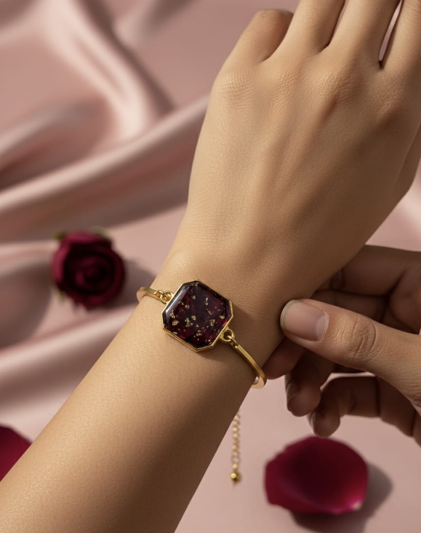 Twilight Bloom Real Rose Resin Bracelet