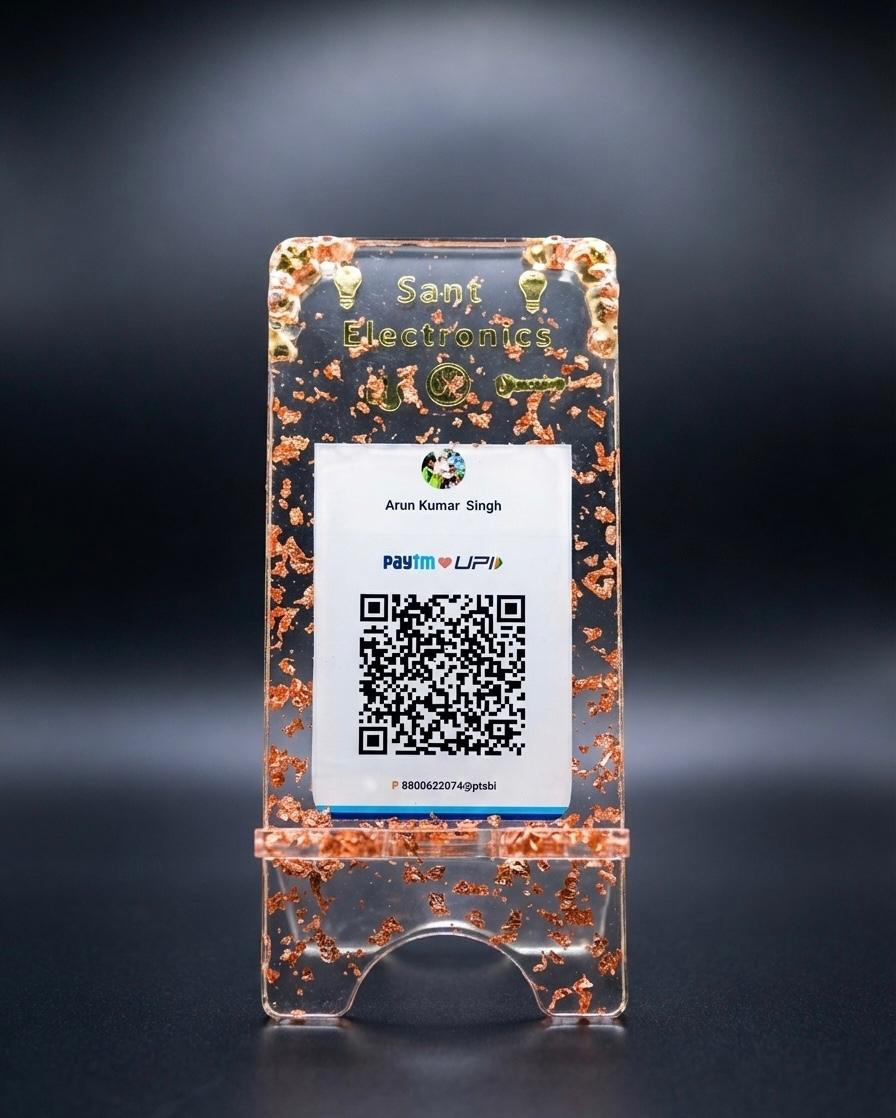 Customized Resin QR Code Stand | Premium Handmade UPI Payment Stand for Shops & Businesses