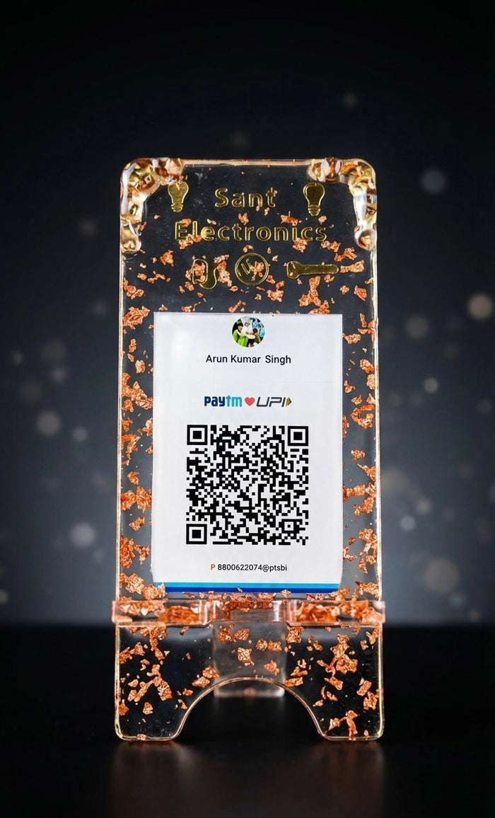 Customized Resin QR Code Stand | Premium Handmade UPI Payment Stand for Shops & Businesses