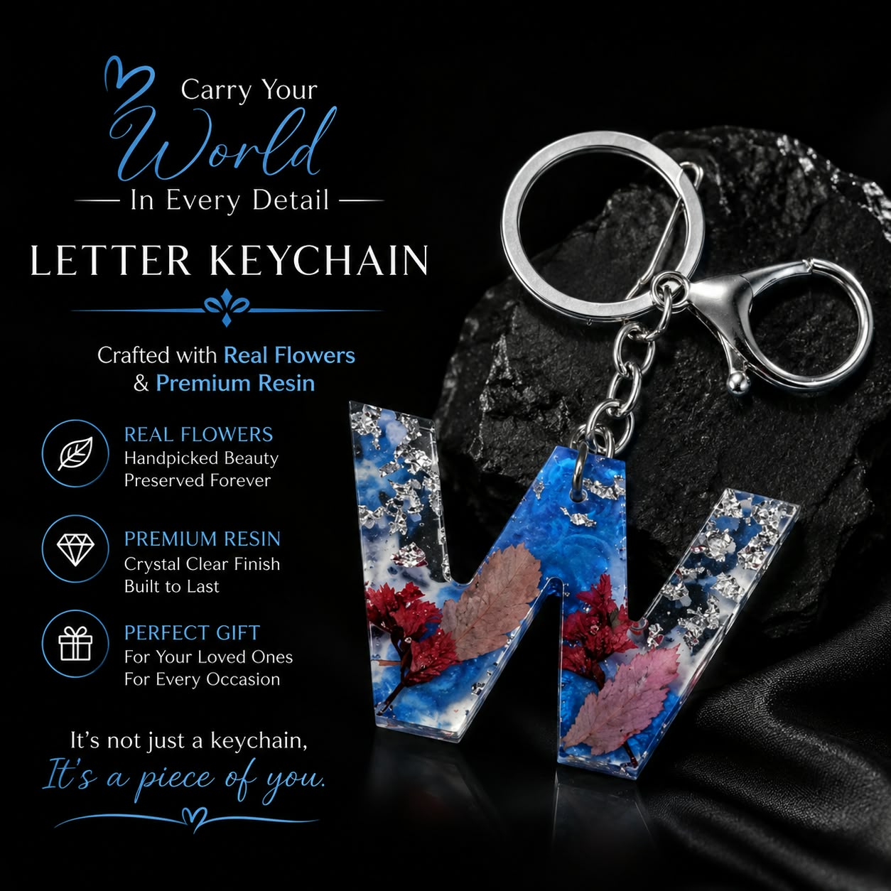 Premium Floral Alphabet Keychain – Stylish Bag & Car Charm