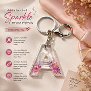 Luxury Resin Alphabet Keychain with Pink Glitter