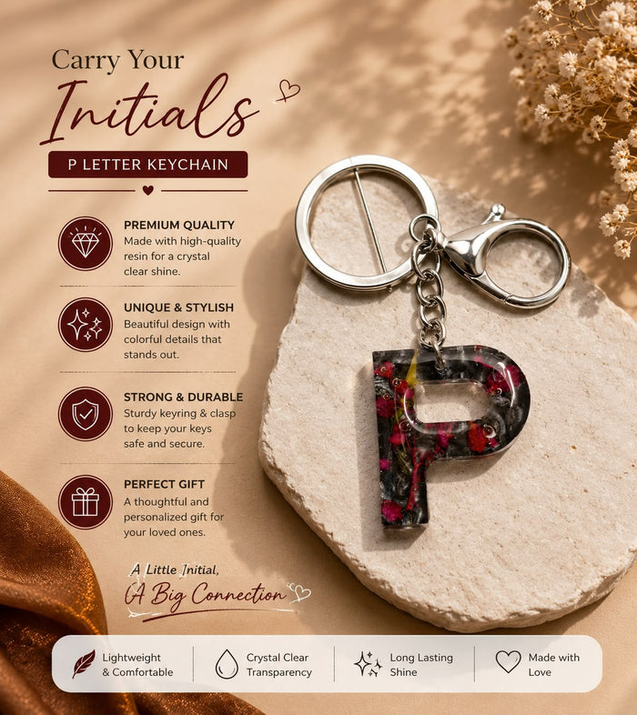 Elegant Resin Alphabet Keyring – Personalized Gift