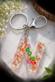 Kawaii Fruit Resin Alphabet Keychain – Personalized Gift