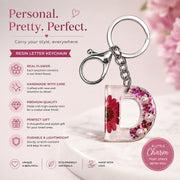 Luxury Floral Alphabet Resin Keychain | Handmade Initial Bag Charm