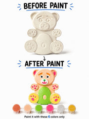 DIY Bear & Bunny Concrete Toy Painting Kit – 2 Figurines, 6 Paints & 1 Brush