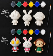 DIY Concrete Toy Painting Combo – 5 Figurines, 6 Paints & 1 Brush | Kids Art & Craft Kit