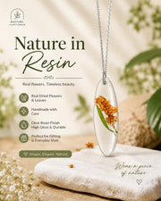 Botanical Resin Pendant with Silver Chain