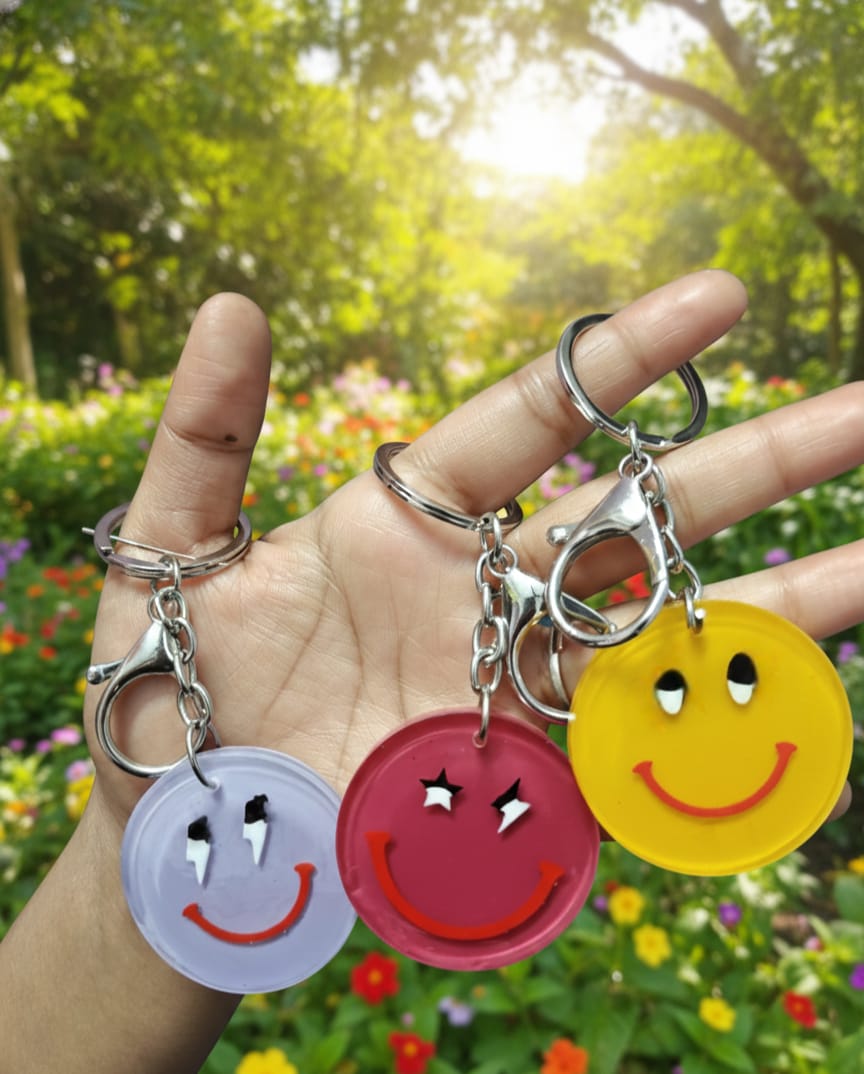 Cute Handmade Smiley Face Resin Keychains