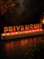 Custom Handmade Resin Name LED Stand with Gold Foil & Pink Glitter