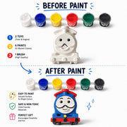 DIY Concrete Train Painting Kit for Kids – Train & Engine, 6 Paints & 1 Brush
