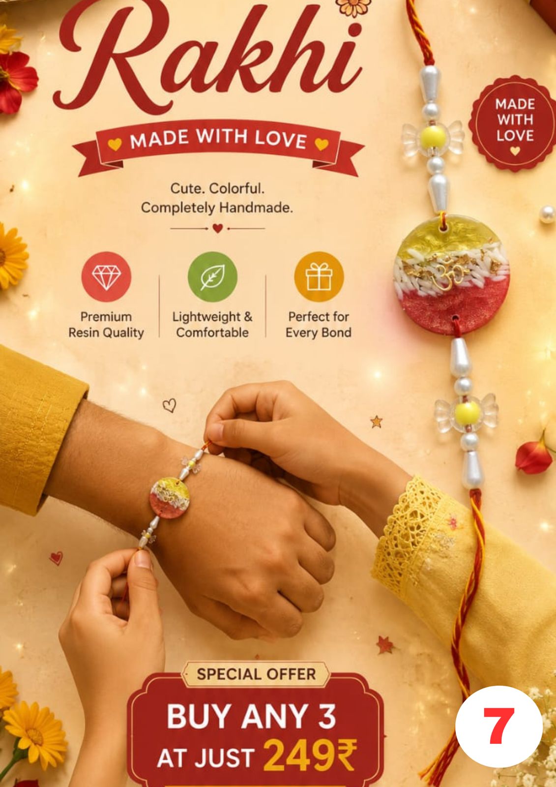 Multicolour Swastik Resin Rakhi for Adults - Santkart