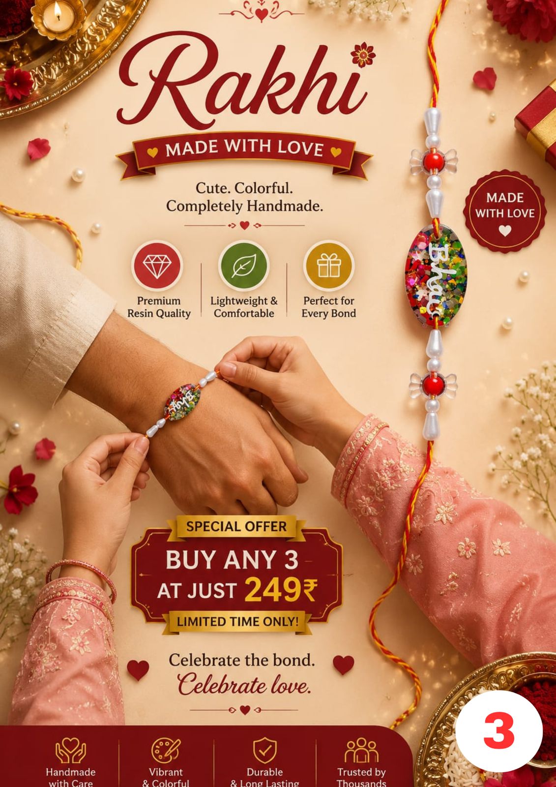 Multicolour Personalised Resin Rakhi for Adults - Santkart