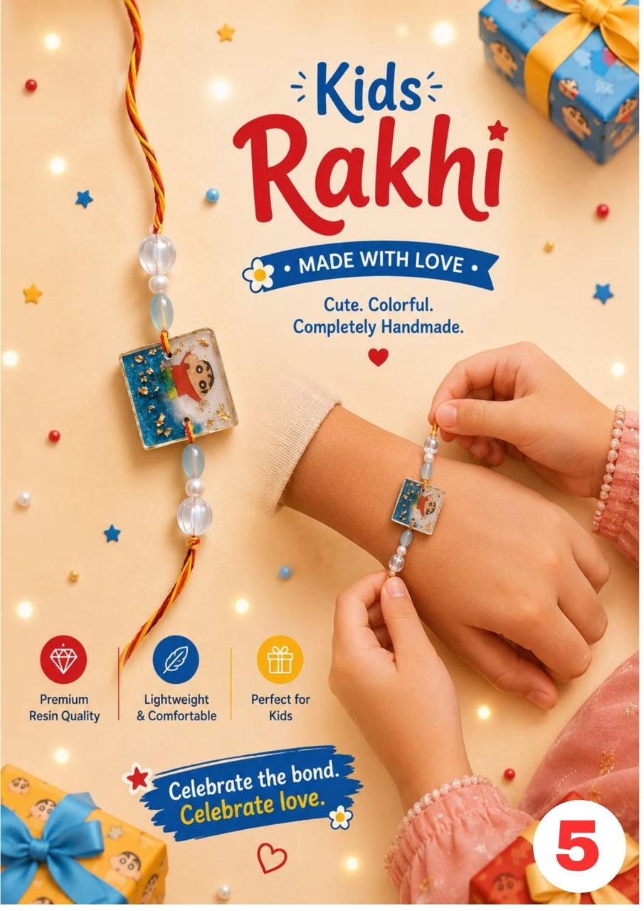 Blue Cartoon Square Resin Rakhi for Kids