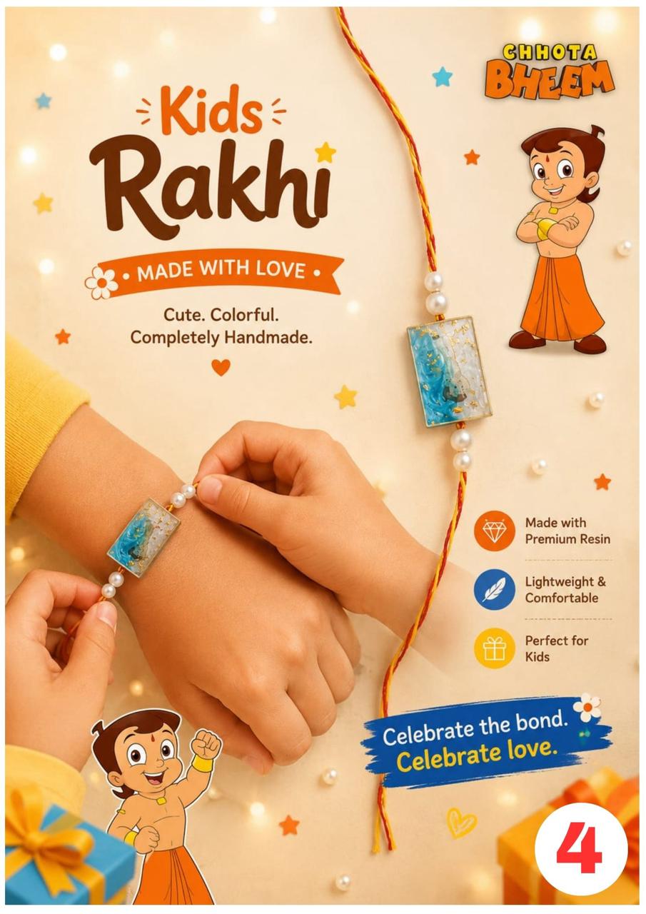 Chhota Bheem Blue Resin Rakhi for Kids
