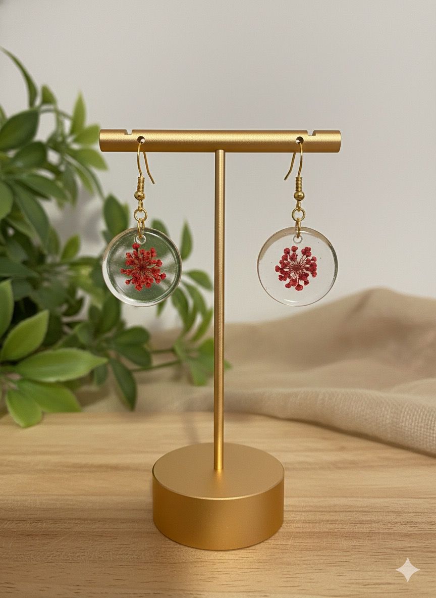 Nature-Inspired Red Flower Earrings