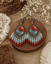 Handcrafted Floral Resin Jhumka Earrings – Multicolor Bloom
