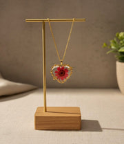 Handcrafted Real Flower Resin Heart Necklace
