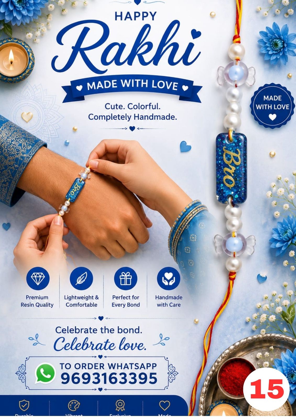 Personalized Blue Resin Rakhi for Kids