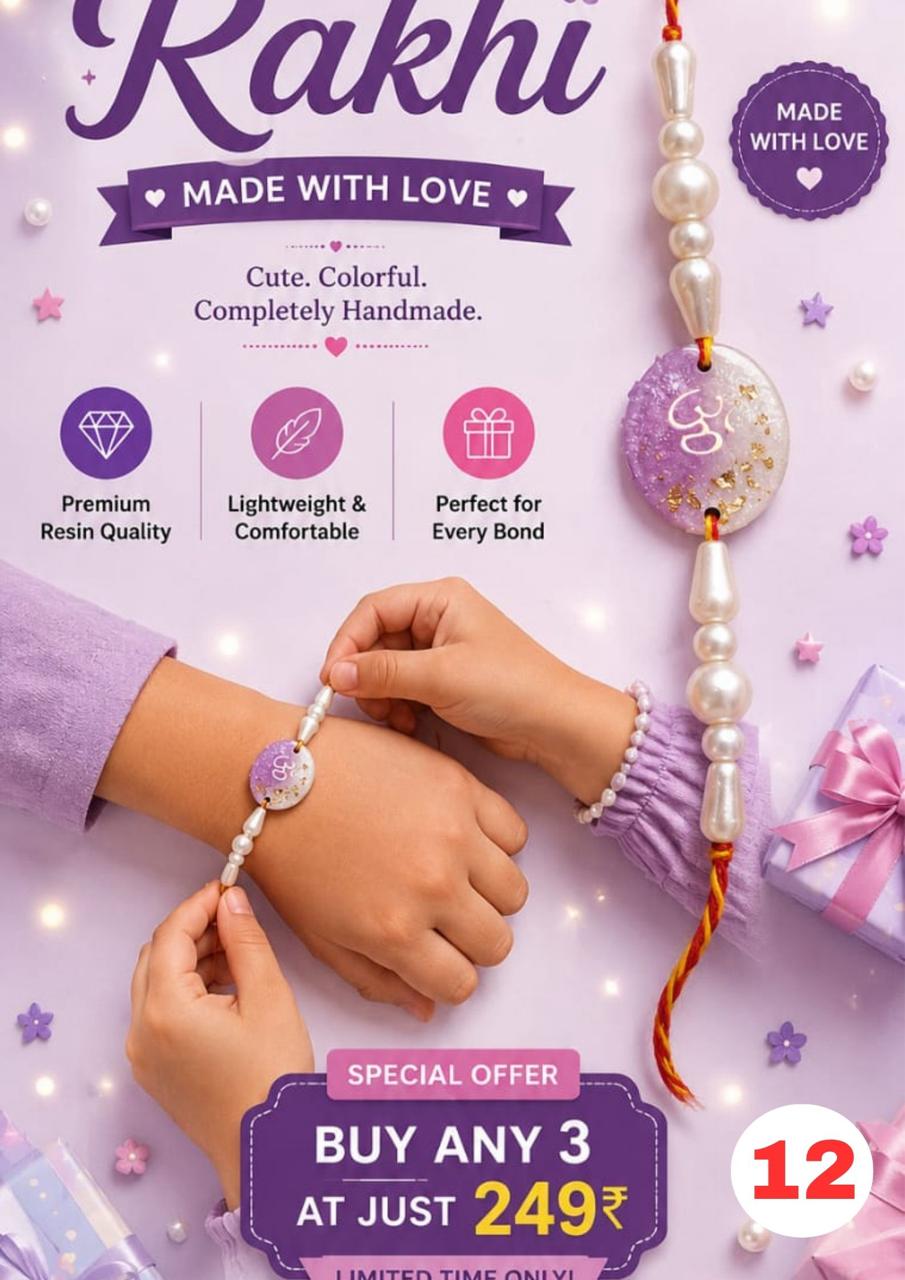 Purple Om Resin Rakhi for Kids